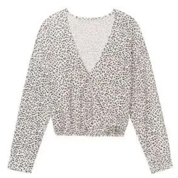Heavenly by Victoria’s Secret Leopard Print Ultra Soft Modal Faux Wrap Crop Top - Picture 7 of 7